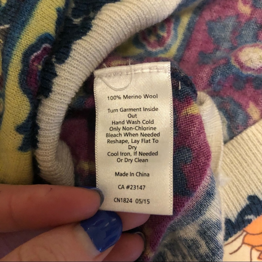 Patterned Quarter-Sleeve Wool Top - image 4